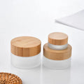 5g 15g 30g 50g 100g 200g Cosmetic Bamboo Lid Glass Jar 50g Face Cream Frost Glass Jar with Bamboo Lid