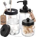 4-Piece Eco-Friendly Glass Bathroom Accessories Set Soap Dispenser Toiletries Storage Jars Custom Logo Option for Home