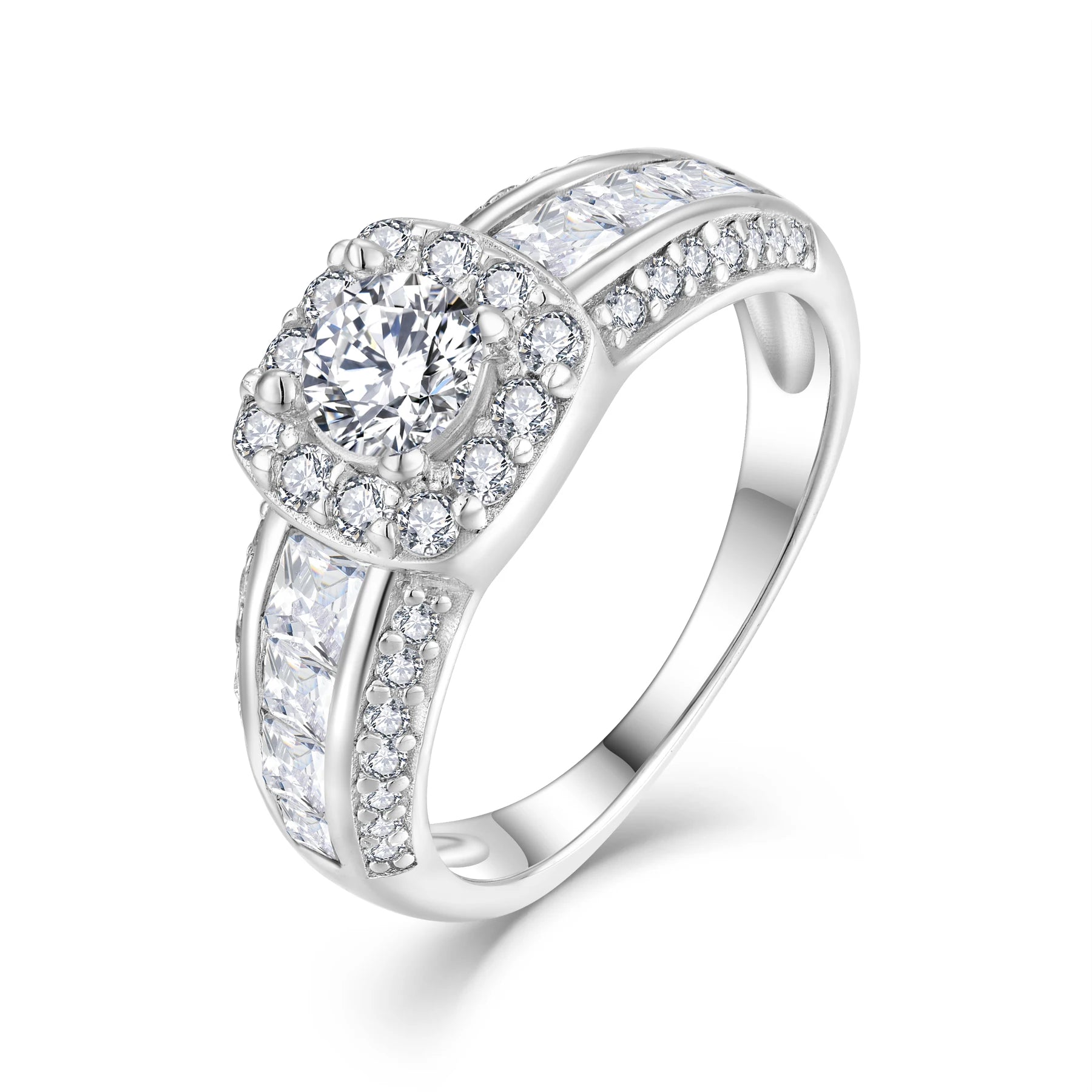 QX Custom OEM Fine Jewelry Rhodium Plated Engagement 925 Sterling Silver Lab Grown diamond Ring Wedding Band Ring for Women