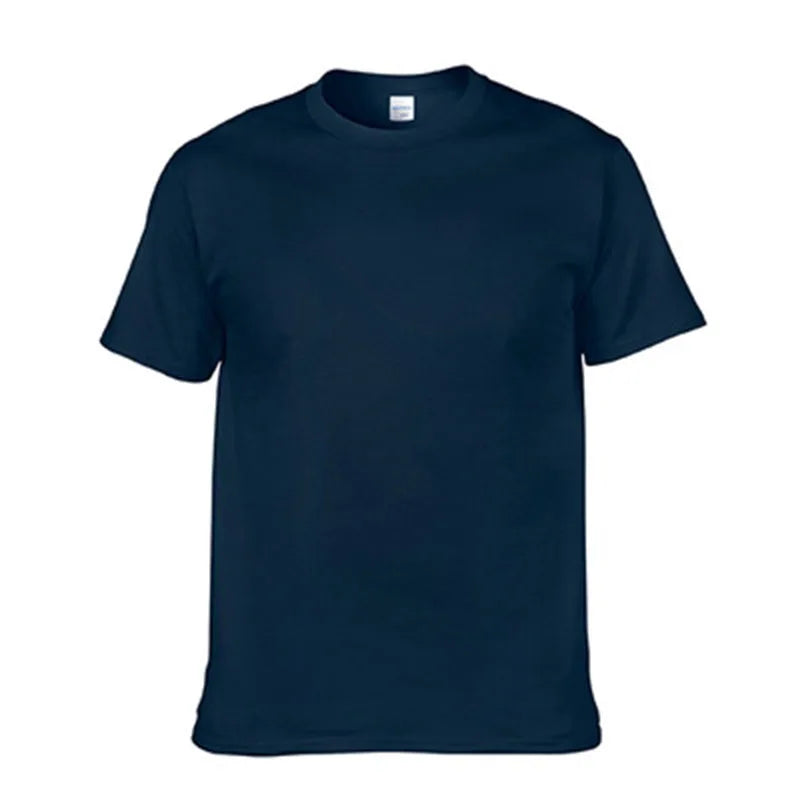 Custom Embroidered Logo Men's T-Shirt 180g 100% Cotton Heavy Knit Washed Plus Size Summer Men's T-Shirt