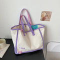 Summer New Arrival Contrast Stitching Trending Affordable Ladies Hand Bags Cotton Canvas Shoulder Ladies Bag Women Big Size