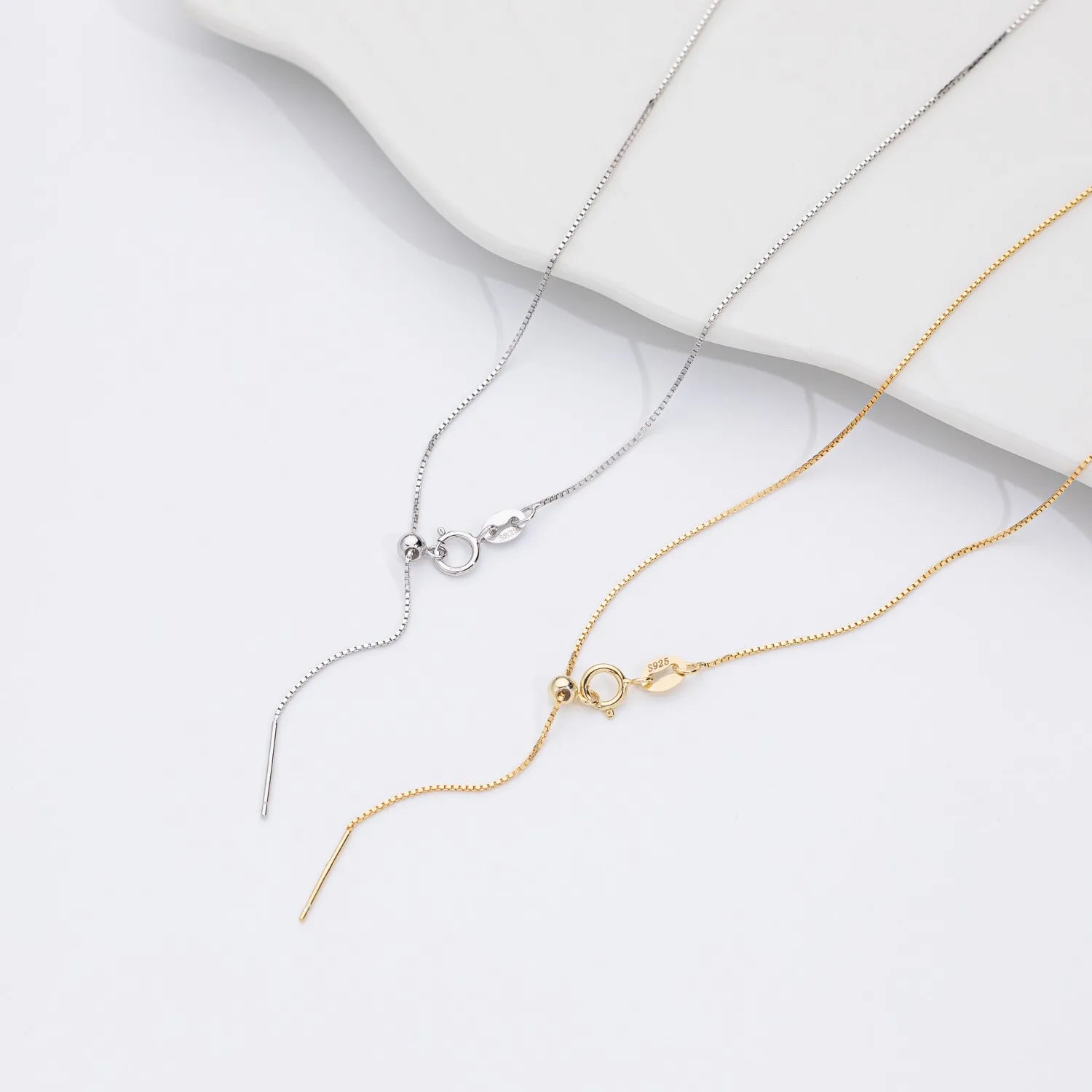 Custom 925 Sterling Silver Italy Box Thin Chain Adjustable Box Chain Necklace Gold 18k Plated Necklace Fine Jewelry