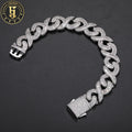 Punk Street Style Boy Hip Hop Jewelry White Gold Brass Baguette 5A Zircon Diamond Infinity Cuban Link Bracelet