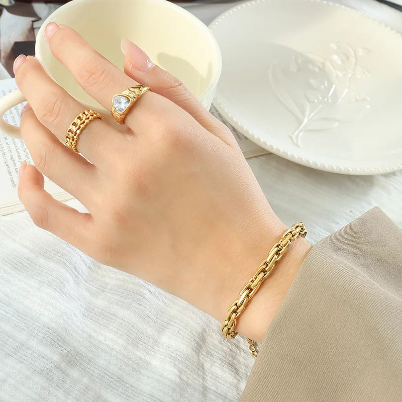 Personality Fashion Stainless Steel Thick Chain Bracelet Jewelry Unisex Men and Women Waterproof