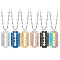 Stainless Steel Man Punk Jewelry Engraved Hollow Razor Blade Pendant Necklace High Polished Link Chain Silver Plated Sweater