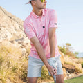 Men Sublimated Floral Printed Knitted Short Sleeve Button Front Golf Shirt Polyester Spandex Quick Drying 200g