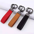 High Quality Luxury Custom Laser Blank Metal Cute Designer Personalized Engraved Black Leather Keychain Ring