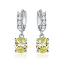 Luxury Valentines Gift Cubic Zirconia Citrine Diamond S925 Sterling Silver Bridal Earrings Hoops