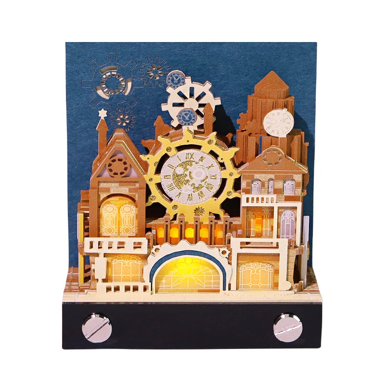 3D Memo Pad Custom Cyberpunk Clocks Notepad Paper Crafts Punk Building With Light Note Pads Bookmarks Stationery Christmas Gift