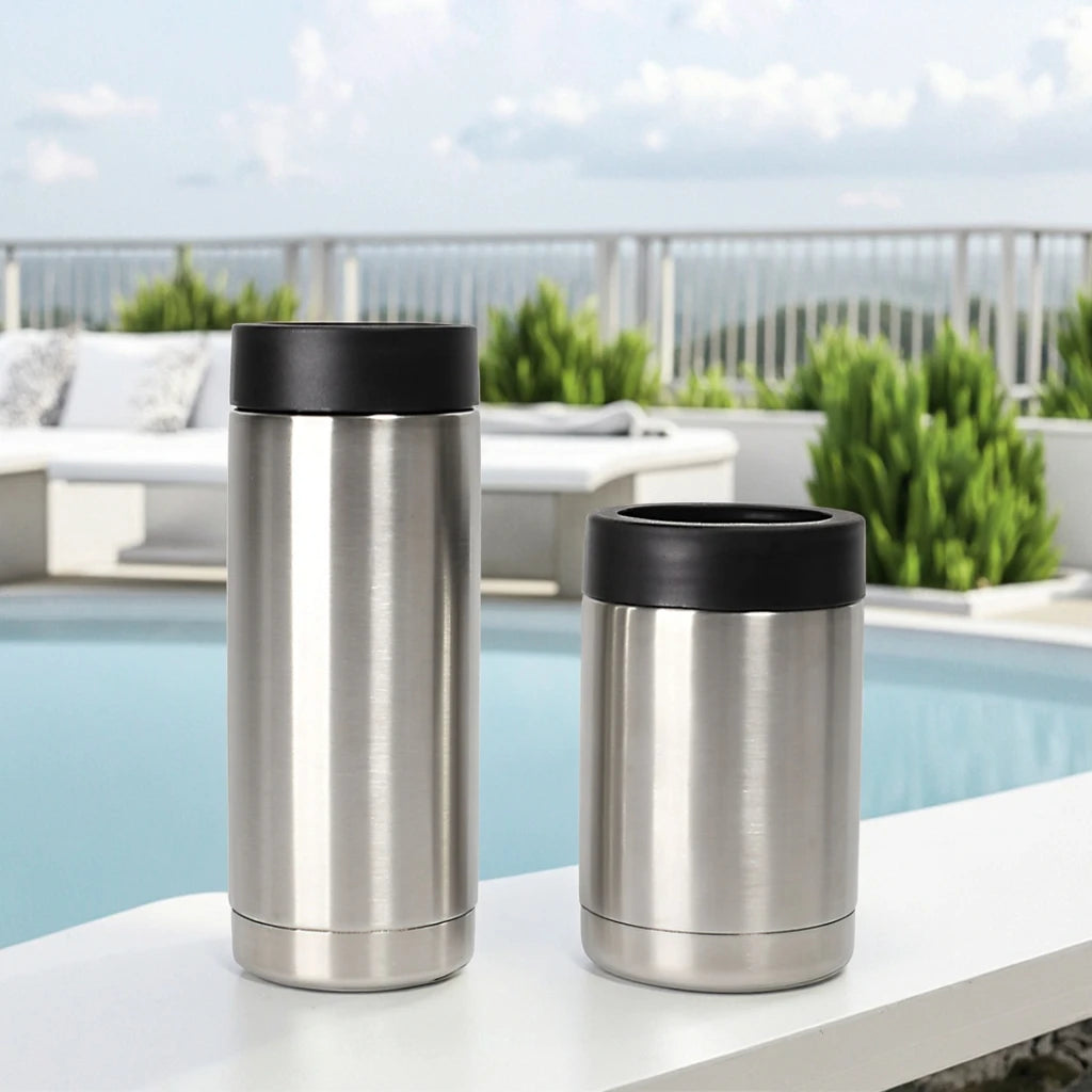 12 oz Stainless Steel & Glass Vacuum Insulated Eco-Friendly Cooler with Lid for Cola Beer & Mixed Drinks Customized Sublimation