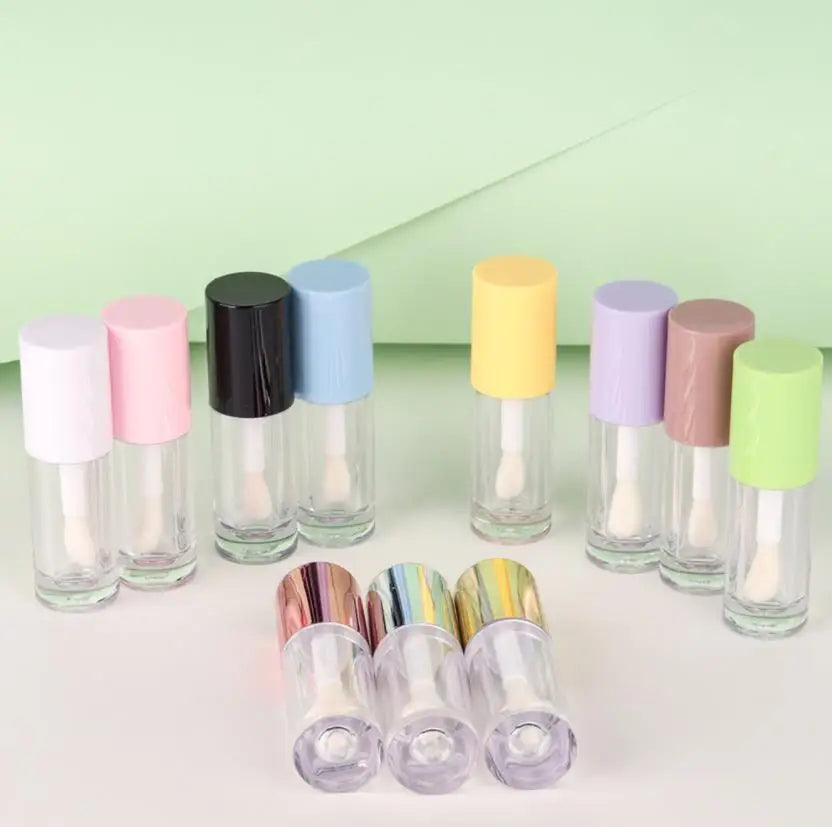 Empty Round Clear 6ml Lipgloss Tube Gaze Applicator Bottle Custom Cosmetic Packaging Big Brush Lip Gloss Wand Tube Container