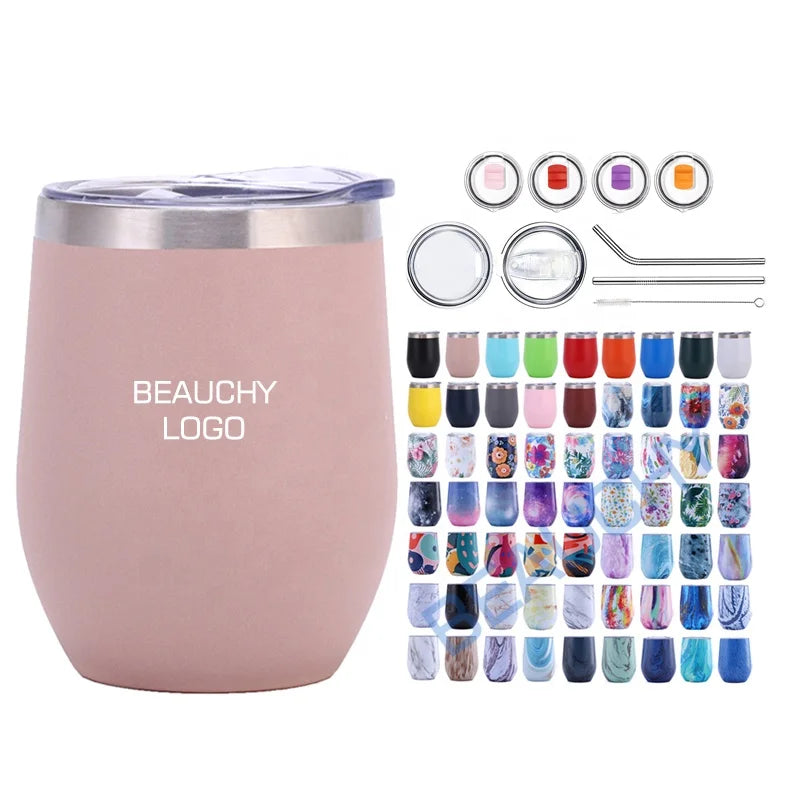 Wholesale 12oz Insulated 18/8 Stainless Steel Tumbler Unisex Coffee Mugs with Lids and Straws Direct Drinking for Party