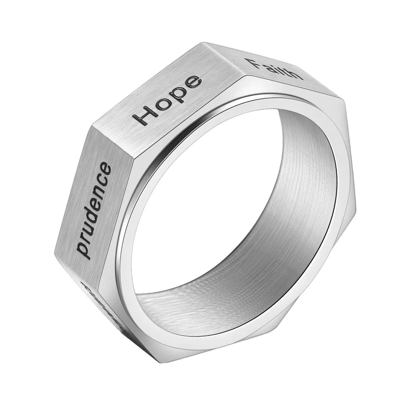 Custom Logo Engrave Name Ring Unique Design Signet Ring Hip Hop Men Seven Deadly Sins Seven Virtue Customize Man Signet Ring