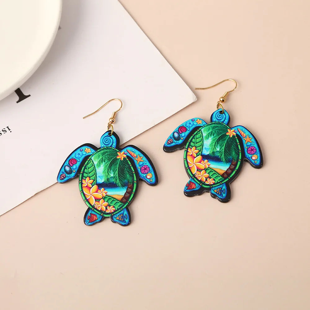 Europe and America Fashion Hawaiian Holiday Jewelry Earrings Wholesale Ethnic Style Acrylic Tortoise Earrings