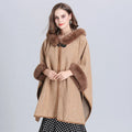 Jtfur Custom Winter Warm Fashion Raccoon Fur Trim Fur Collar Half Sleeve Shawl Knit Elegant Woman Wool Coat