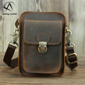 Andong Shoulder Bags for Men Retro Crazy Horse Leather Phone Waist Pack Sling Bag Top Layer Cowhide Belt Pocket Genuine Leather