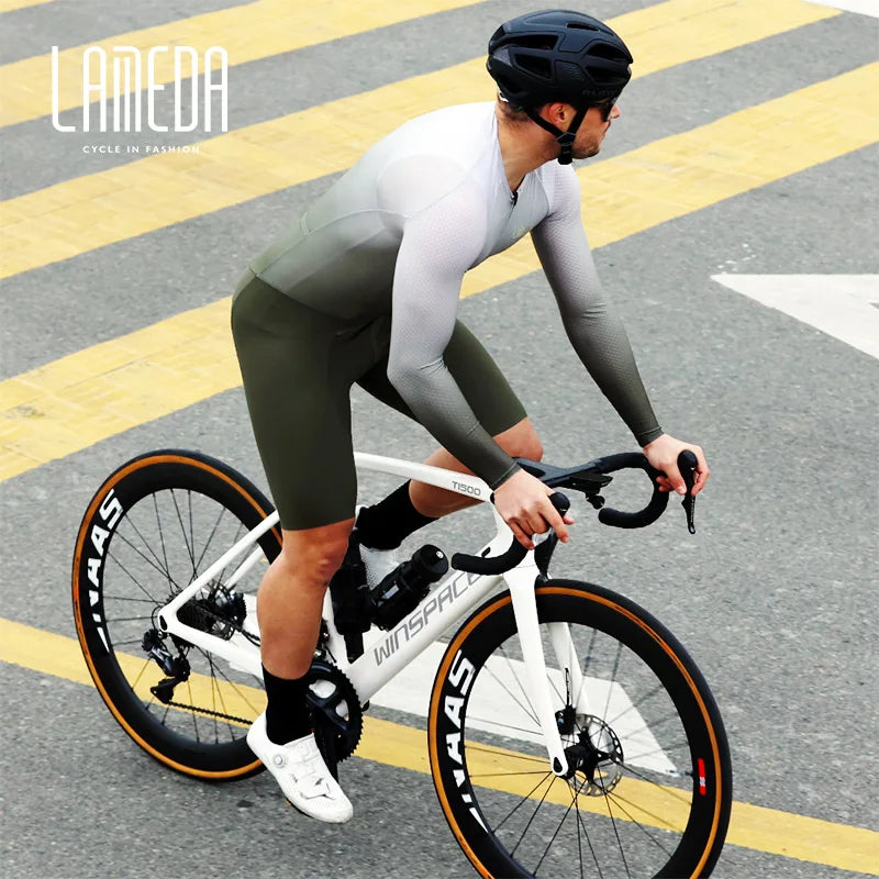 LAMEDA Road Bike Apparel Men Gradient Long Sleeve Skin Suit Pro Team Aerodynamic Speedsuit ODM Cycling Wear