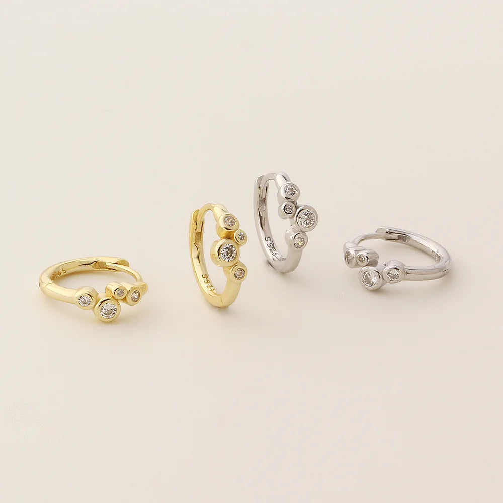 Wholesale Fashion Jewelry 925 Sterling Silver Irregular Round CZ Diamond Zircon Gold Plated Hoop Earring Jewelry for Women