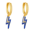 EC1766  Fashion CZ Micro Pave Enamel Multicolor Lightning Bolt Brass  Huggies Huggie Earring
