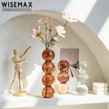 WISEMAX FURNITURE Wholesale Flower Ball Conjoined Candy Color Vase Cheap Home Decor Small Transparent Glass Flower Vases
