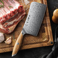 HEZHEN New Chopper Knife 67 Layers Damascus Steel Olive Wood Handle Sharp Kitchen Bone Chopping