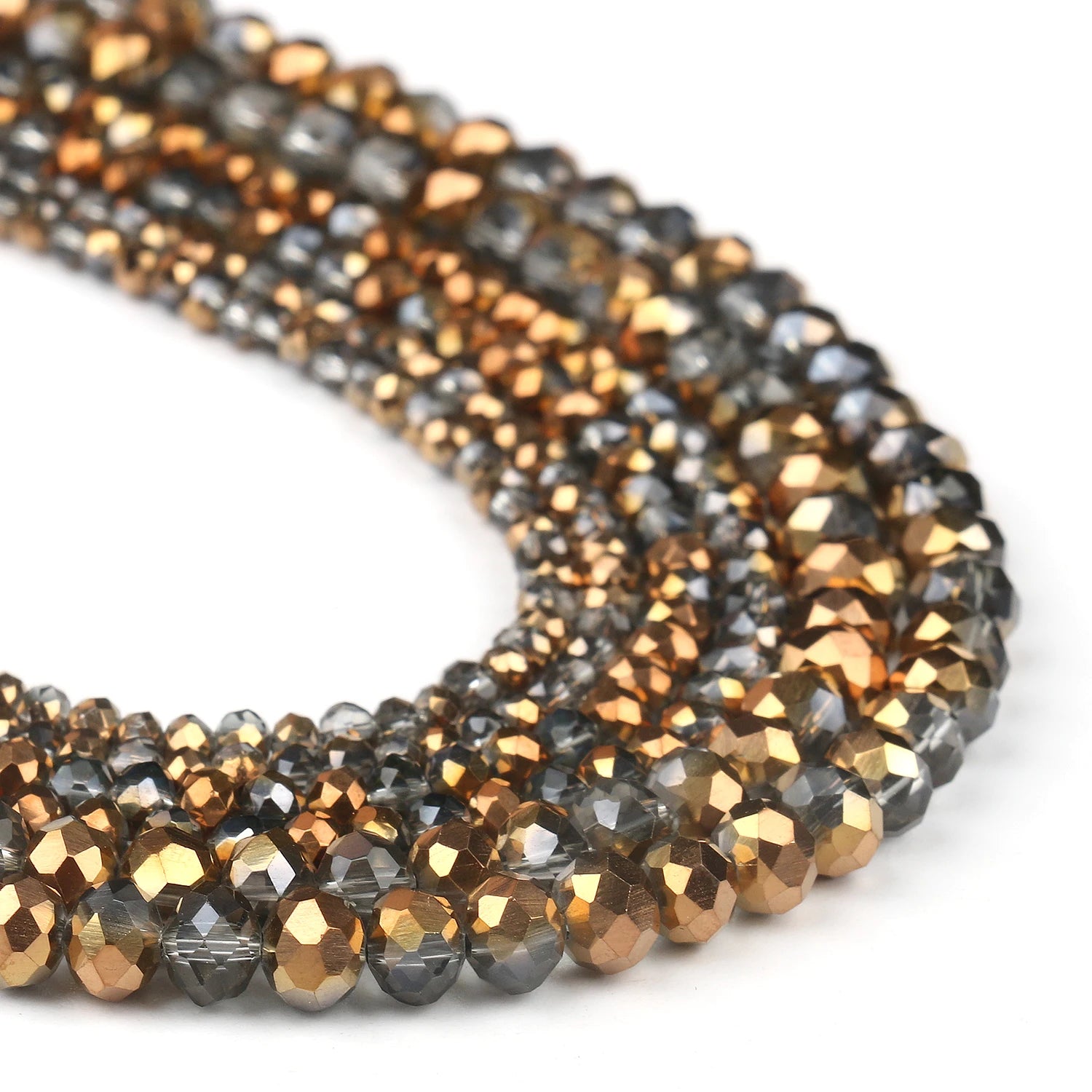 Transparent Half Plated Faceted Glass Crystal Beads Loose Spacer Crystal Beads for DIY Bracelet Jewelry