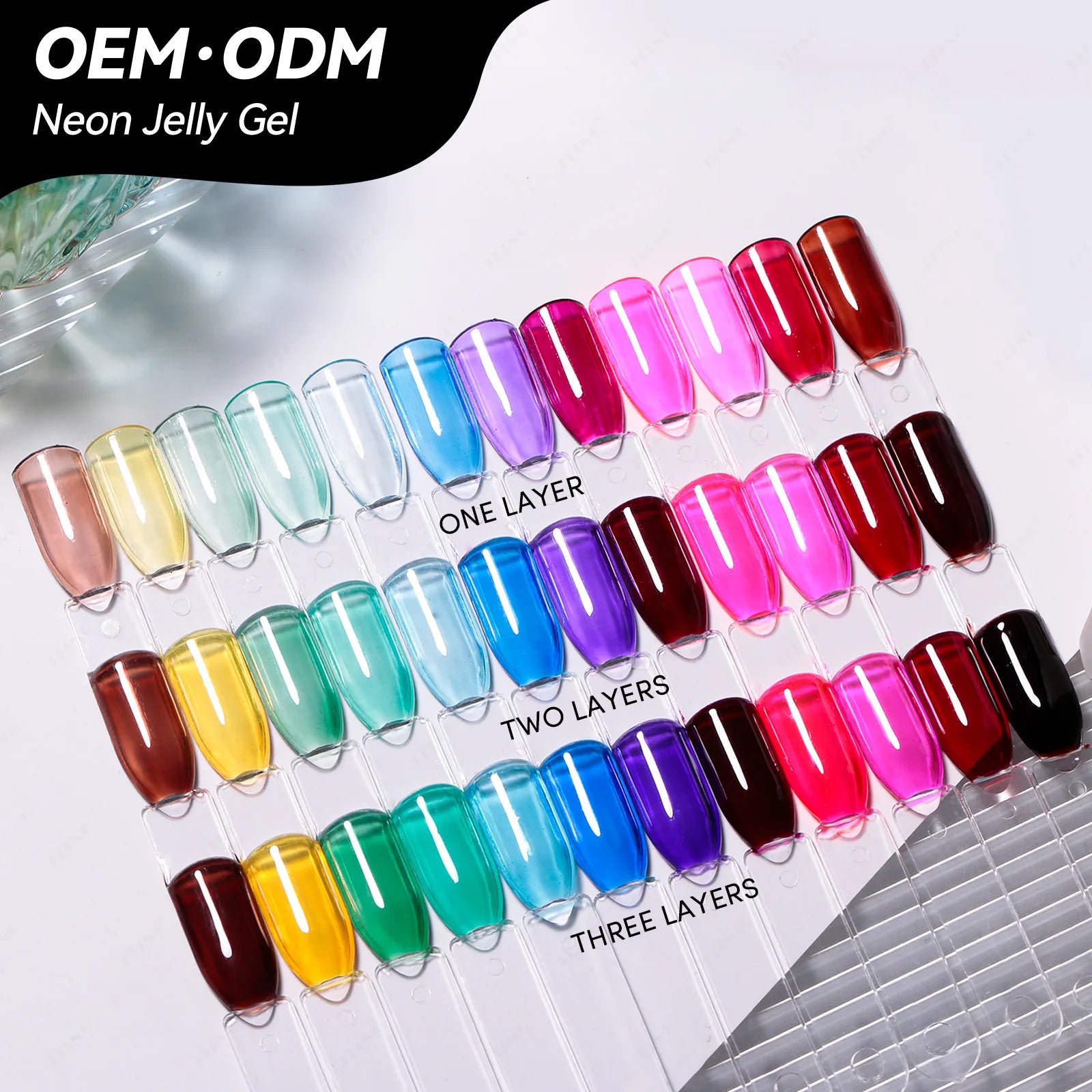 JTING Newest Design Jelly Transparent Neon Glaze Gel Nail Polish ODM/OEM Free Custom Private Brand Professional Nail Supplier