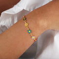 Cute Trendy Summer Jewelry Adjustable 18K Gold Chain Stainless Steel Colorful Daisy Flower Charm Bracelet for Children Girls