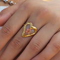 New Arrival 18K Gold Plated Stainless Steel Texture Hollow Heart Shape Real Eternal Plum Flower Open Ring