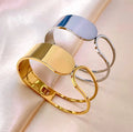 DAIHE High Quality Trendy Stainless Steel Women Wave Opening 18k Gold Plated Fashion Jewelry Bracelets Bangles