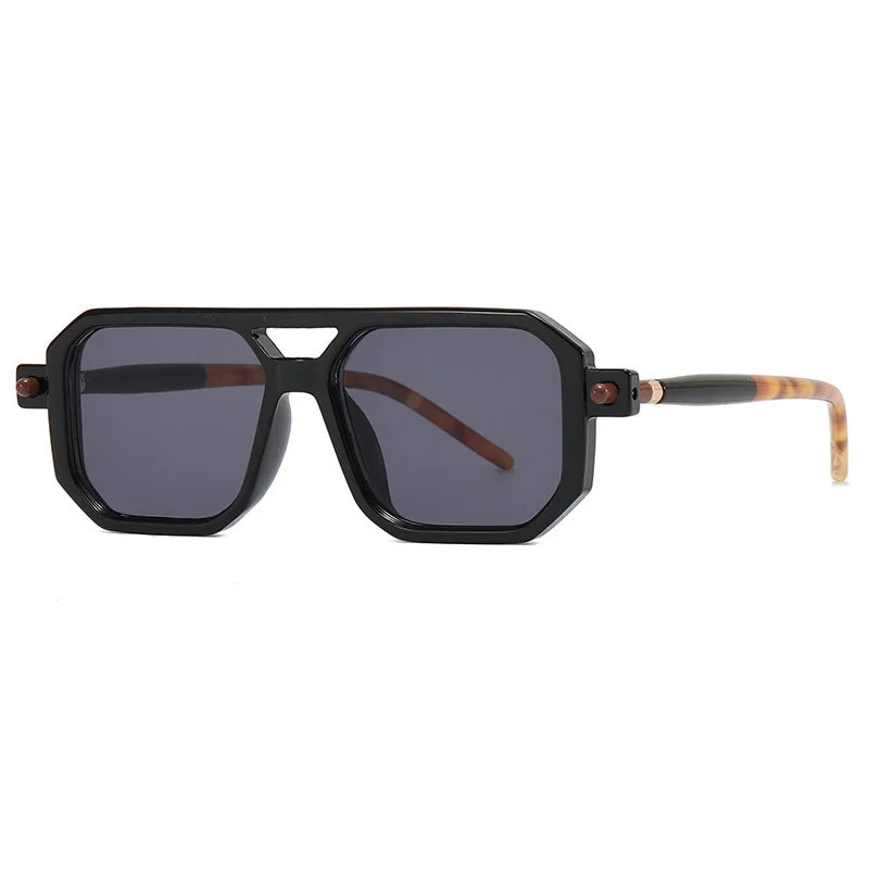 European American Fashion Sunglasses for Men Square Box Sun Glasses with Clear/Orange PC Frame UV400 Lenses Trendy Thick Shades