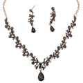 Bridal Gold Plated Rhinestone Wedding Engagement Anniversary Jewelry Earrings Necklace Sets