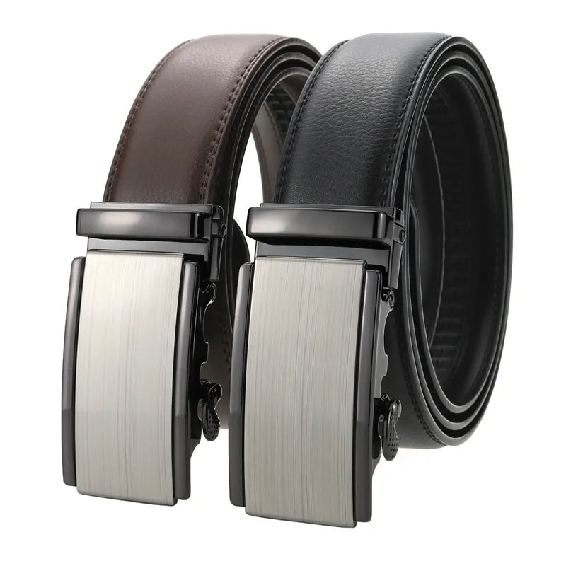 LQbelt Leather Belt Men's Automatic Buckle Belts for Men Ratchet Custom Logo Factory Direct Sale