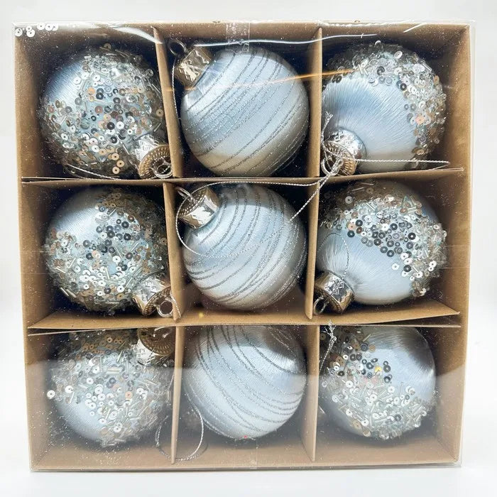 Glamorous 9-Piece Silk Christmas Tree & Ball Ornament Set Decor China OEM Brand