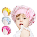 GTOP Wholesale Custom Cute Kid Size 2-8years Comfortable Satin Bonnets Floral Print Satin Bonnet With Tied Band Bow for Kids