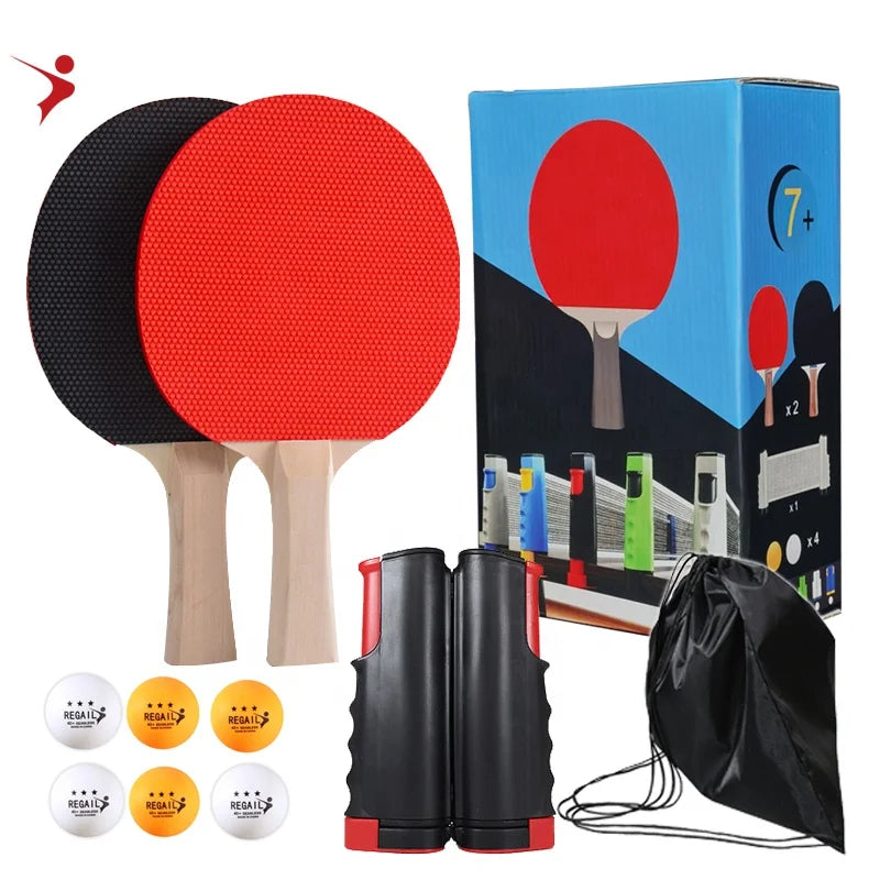 Customs Table Tennis Retractable Net Suit Professional Table Tennis Rackets and BallsPing Pong Paddles Set  OEM