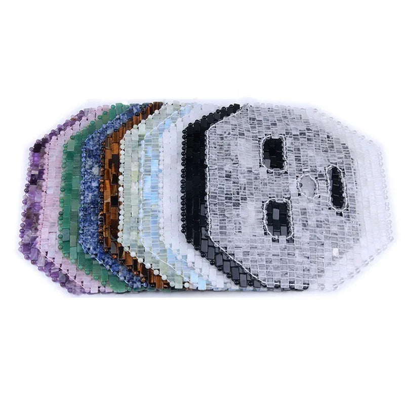 Luxury Cooling Crystal Healing Stones Face Mask White Tiger Eye Stone Amethyst Crystal Face Mask Stones Rose Quartz Face Mask