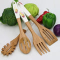Customizable Pink Bamboo Non-Stick Kitchen Utensils Set High-Temperature Resistant Spatula Colander Pot Spatula
