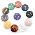 Natural Engraved Flat Round Archangel Sigils Healing Crystal Stone Set Healing Michael Ranhael Gabriel Uriel 25mm 5mm