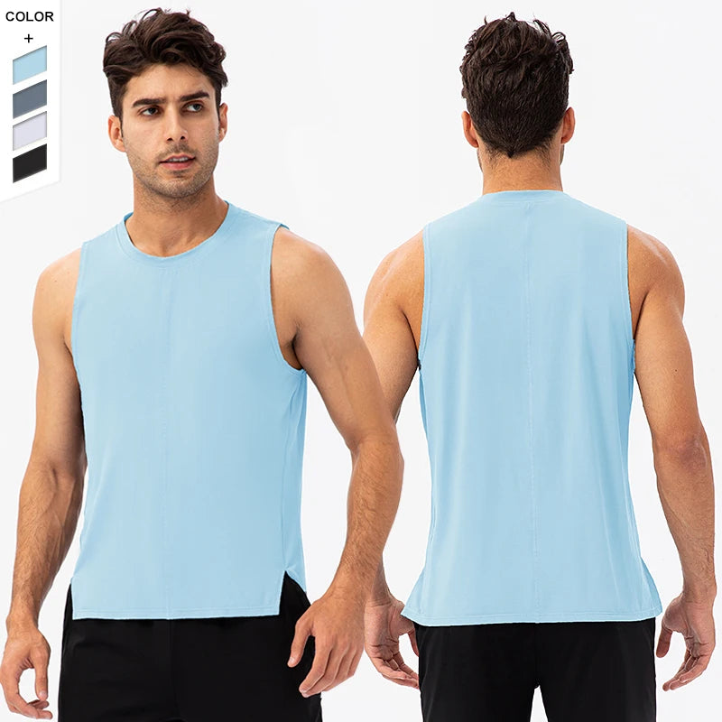 New Fashion Men's Summer Fitness Vest Quick-Drying Breathable Basketball Running Top Moisture Wicking Wide Shoulder Sports Adult
