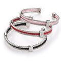 Fashion Gold Plated Cable Bracelet for Men Stainless Steel Twisted Bangle with Hook and Loop Fastening