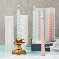 DIY Handmade Upgraded 8 Different Types 3D Pillar Candle Making Molds 2 Parts Spiral Tapered Long Twisted Silicone Candle Molds