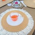 Eco-Friendly Placemat Bohemian Design Natural Round Cotton Rope Placemat With Fringe