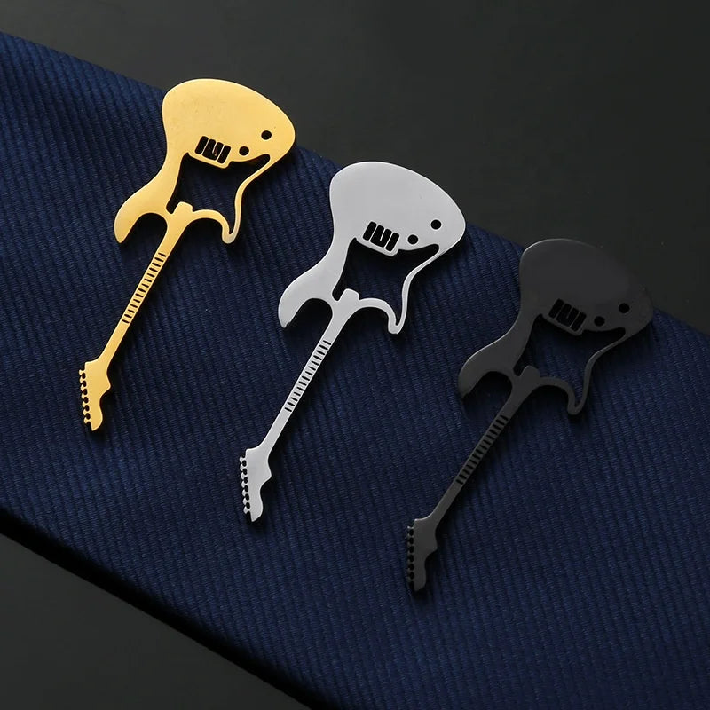 Multicolor Stainless Steel Creative Fashion Funny Guitar Shape Men's Tie Clip Model T9-27