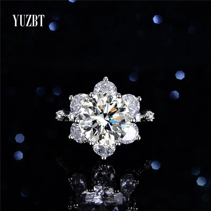 Silver 925 Original 5 Carat 11mm Brilliant Cut Diamond Test Past D D Color Moissanite Romantic Star Wedding Ring Fine Jewelry