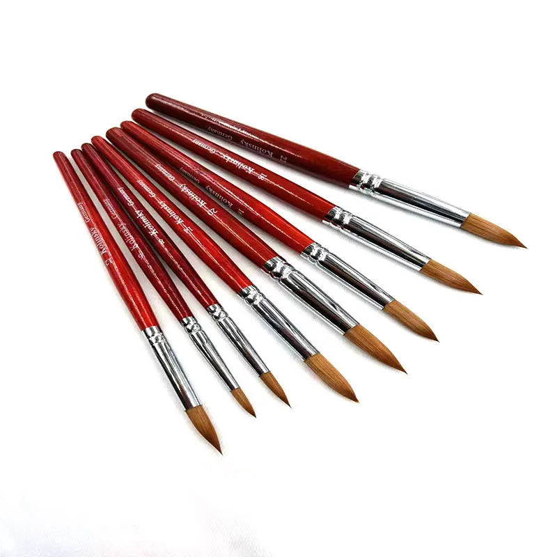 Cheap Price Crimped Nail Art Nylon Nail Brush Painted Stripes Manicure Hot Selling Red Wood Handle Acrylic Synthetic Brush