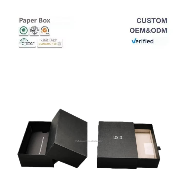 High Quality High-End Book Black Coated Paper Box Slide Drawer Luxury Jewelry Glasses Custom Logo Custom Liner Necklace Drawing