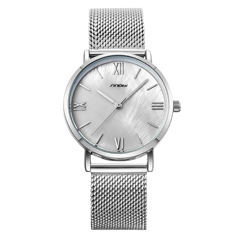 SINOBI Luxury Business Couple Watch Quartz Stainless Steel Strap Glass Dial  Movement Water Resistant Men Women Watch