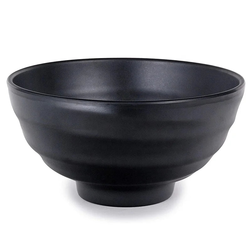 Unbreakable Restaurant PHO Noodle Serving Bowls 6 PCS  Set 6.5 Inch Japanese Black Melamine Ramen Bowl