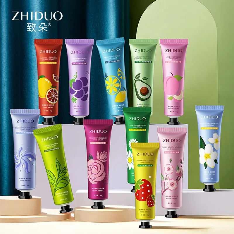 Private Label OEM Hot Sales ZHIDUO Hand Cream Lotion Fruits Plant Extract Organic Whitening Moisturizing Hand Cr